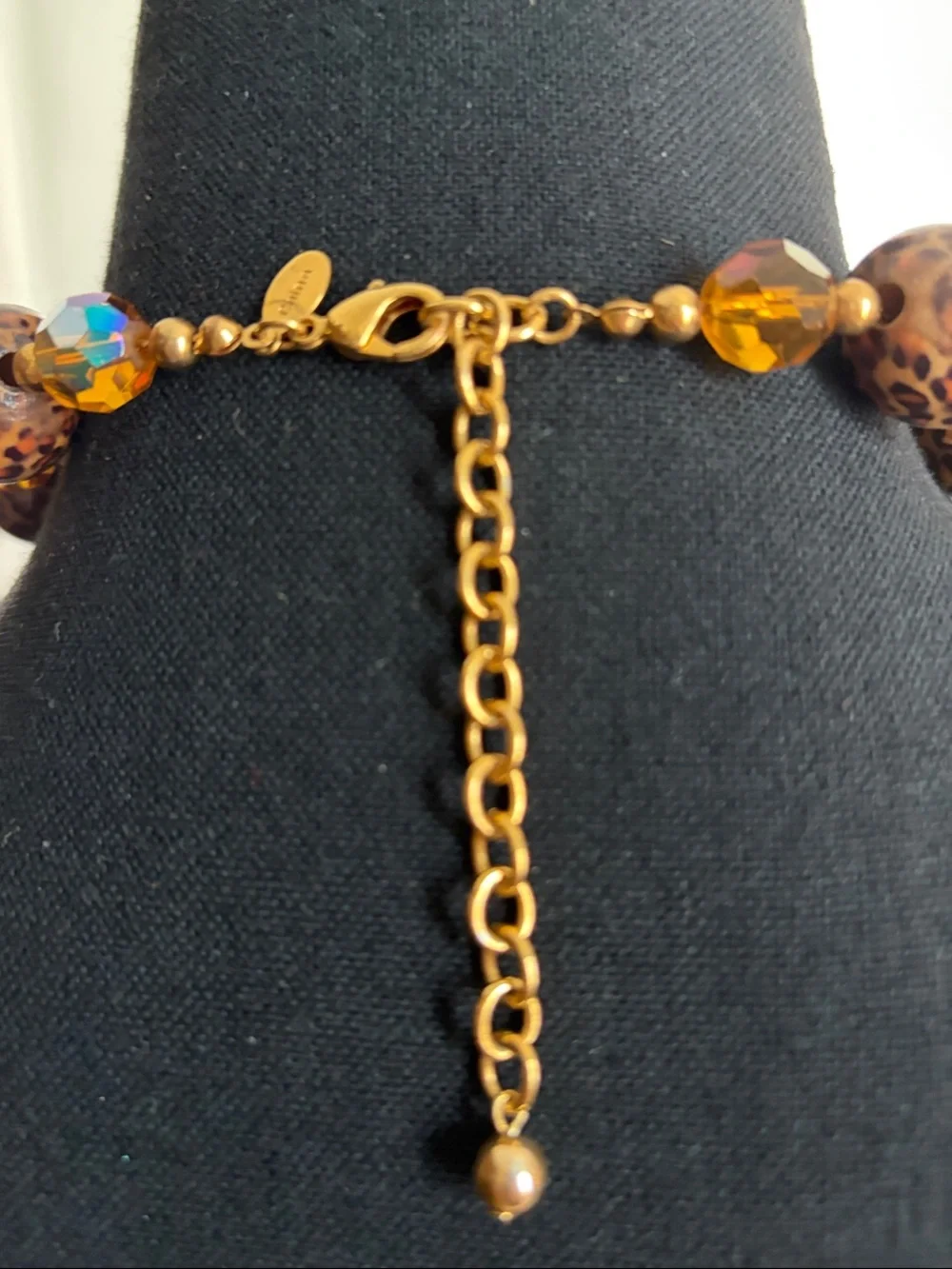 Joan Rivers Leopard Print Bead Necklace in Amber and Iridescent